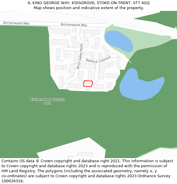 6, KING GEORGE WAY, KIDSGROVE, STOKE-ON-TRENT, ST7 4GQ: Location map and indicative extent of plot