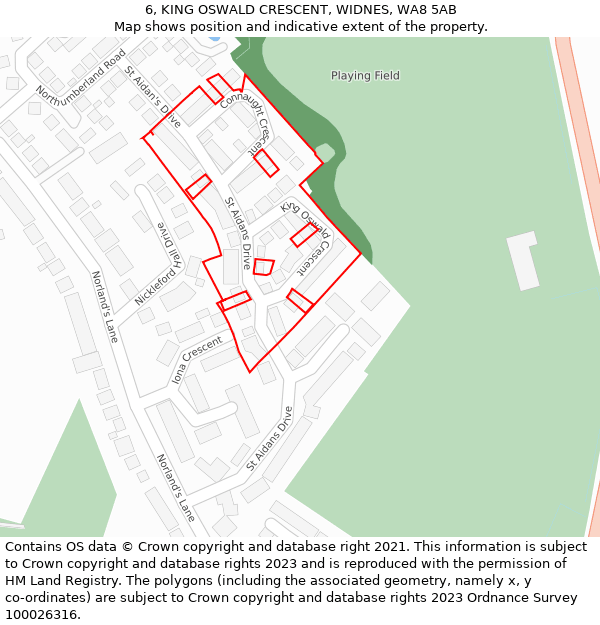 6, KING OSWALD CRESCENT, WIDNES, WA8 5AB: Location map and indicative extent of plot