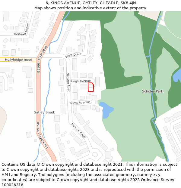 6, KINGS AVENUE, GATLEY, CHEADLE, SK8 4JN: Location map and indicative extent of plot