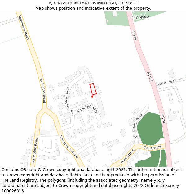 6, KINGS FARM LANE, WINKLEIGH, EX19 8HF: Location map and indicative extent of plot