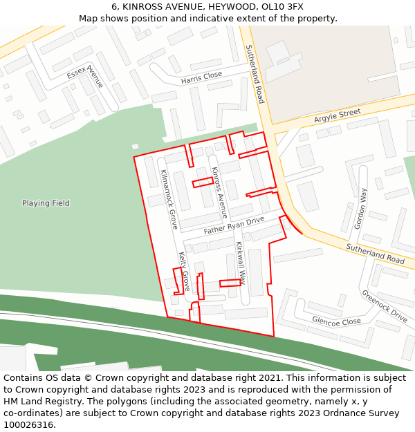 6, KINROSS AVENUE, HEYWOOD, OL10 3FX: Location map and indicative extent of plot