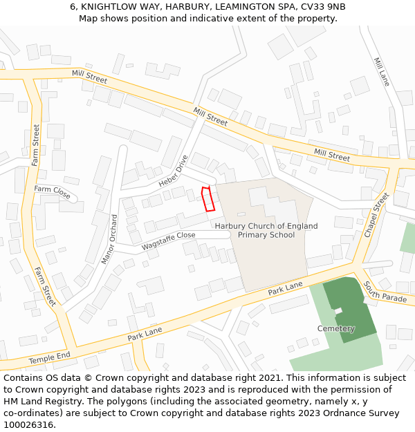 6, KNIGHTLOW WAY, HARBURY, LEAMINGTON SPA, CV33 9NB: Location map and indicative extent of plot