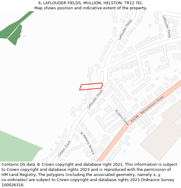 6, LAFLOUDER FIELDS, MULLION, HELSTON, TR12 7EL: Location map and indicative extent of plot