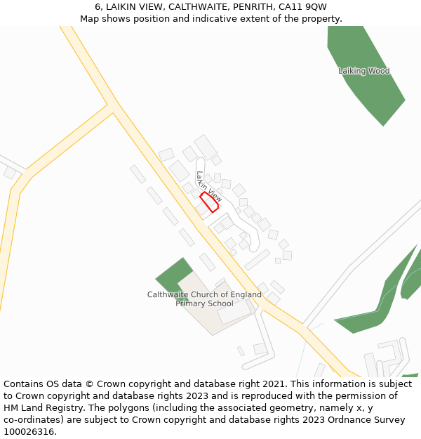 6, LAIKIN VIEW, CALTHWAITE, PENRITH, CA11 9QW: Location map and indicative extent of plot