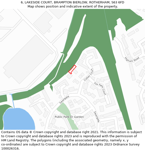 6, LAKESIDE COURT, BRAMPTON BIERLOW, ROTHERHAM, S63 6FD: Location map and indicative extent of plot