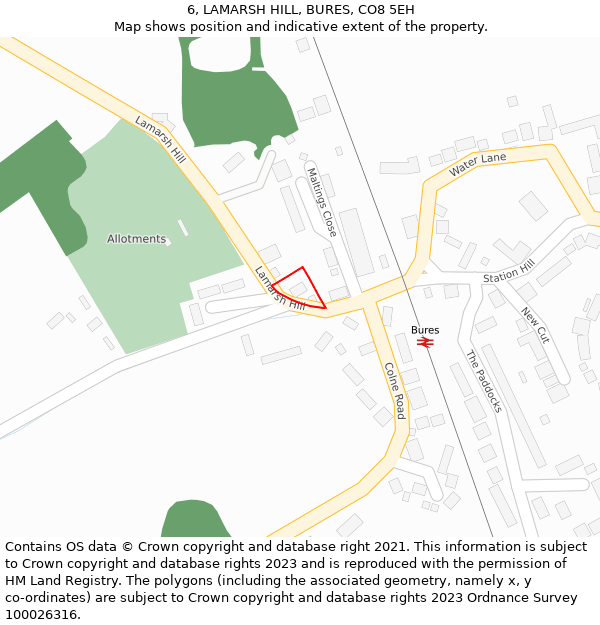 6, LAMARSH HILL, BURES, CO8 5EH: Location map and indicative extent of plot