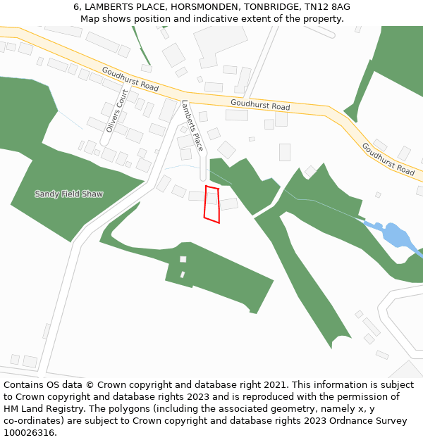 6, LAMBERTS PLACE, HORSMONDEN, TONBRIDGE, TN12 8AG: Location map and indicative extent of plot
