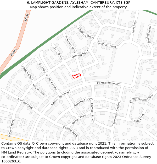 6, LAMPLIGHT GARDENS, AYLESHAM, CANTERBURY, CT3 3GP: Location map and indicative extent of plot