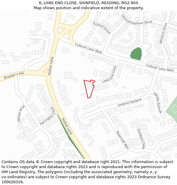 6, LANE END CLOSE, SHINFIELD, READING, RG2 9AS: Location map and indicative extent of plot