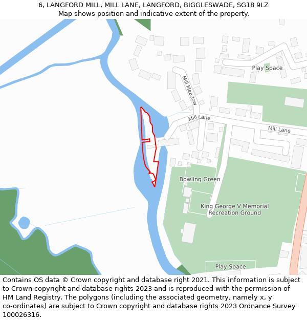 6, LANGFORD MILL, MILL LANE, LANGFORD, BIGGLESWADE, SG18 9LZ: Location map and indicative extent of plot