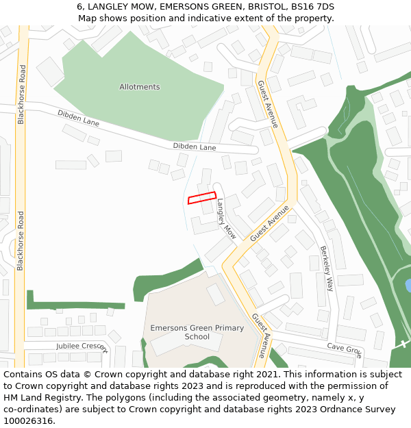 6, LANGLEY MOW, EMERSONS GREEN, BRISTOL, BS16 7DS: Location map and indicative extent of plot