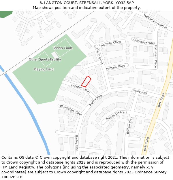 6, LANGTON COURT, STRENSALL, YORK, YO32 5AP: Location map and indicative extent of plot