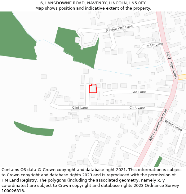 6, LANSDOWNE ROAD, NAVENBY, LINCOLN, LN5 0EY: Location map and indicative extent of plot