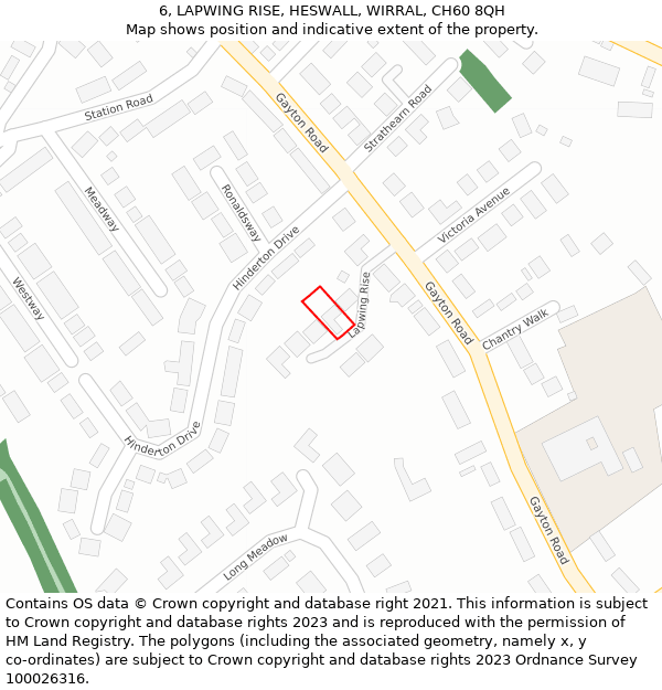 6, LAPWING RISE, HESWALL, WIRRAL, CH60 8QH: Location map and indicative extent of plot