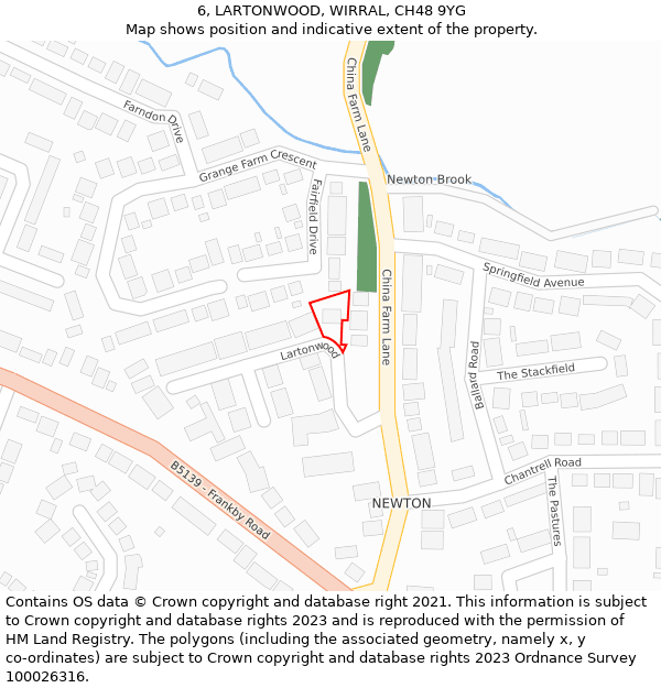 6, LARTONWOOD, WIRRAL, CH48 9YG: Location map and indicative extent of plot