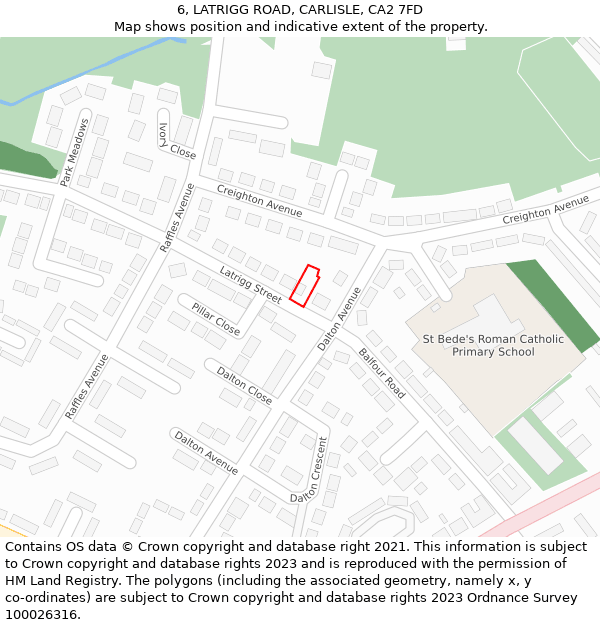 6, LATRIGG ROAD, CARLISLE, CA2 7FD: Location map and indicative extent of plot