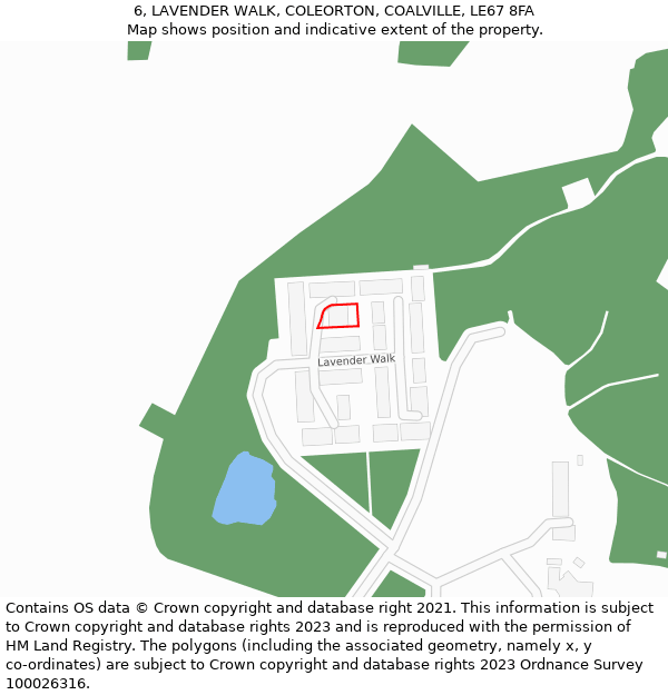 6, LAVENDER WALK, COLEORTON, COALVILLE, LE67 8FA: Location map and indicative extent of plot