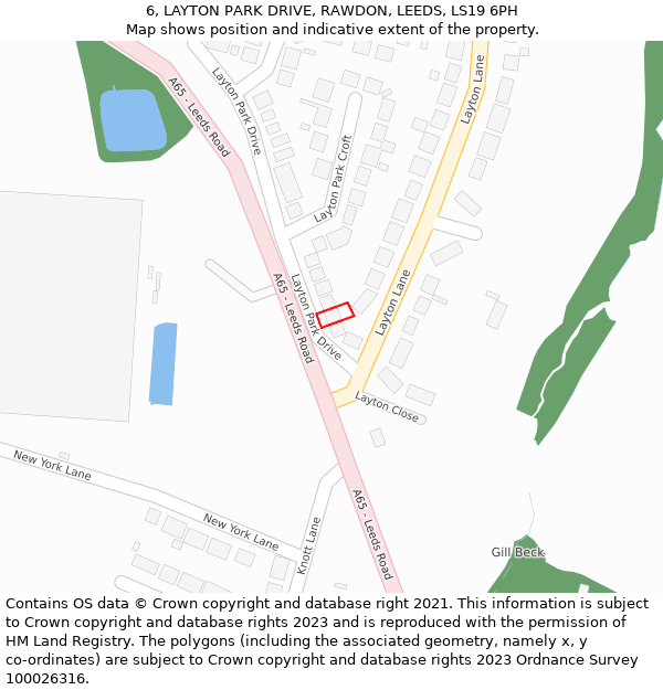 6, LAYTON PARK DRIVE, RAWDON, LEEDS, LS19 6PH: Location map and indicative extent of plot