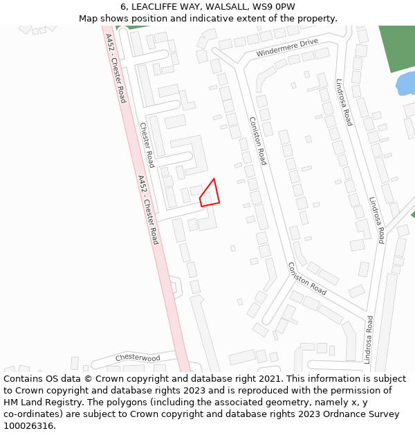 6, LEACLIFFE WAY, WALSALL, WS9 0PW: Location map and indicative extent of plot