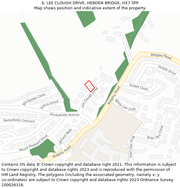 6, LEE CLOUGH DRIVE, HEBDEN BRIDGE, HX7 5PP: Location map and indicative extent of plot