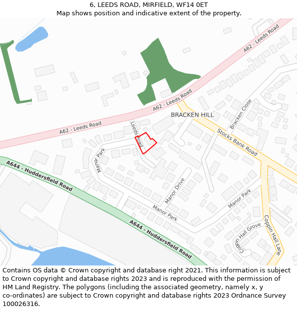 6, LEEDS ROAD, MIRFIELD, WF14 0ET: Location map and indicative extent of plot