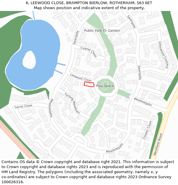 6, LEEWOOD CLOSE, BRAMPTON BIERLOW, ROTHERHAM, S63 6ET: Location map and indicative extent of plot