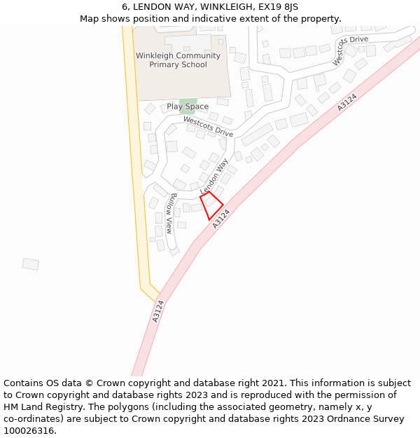 6, LENDON WAY, WINKLEIGH, EX19 8JS: Location map and indicative extent of plot