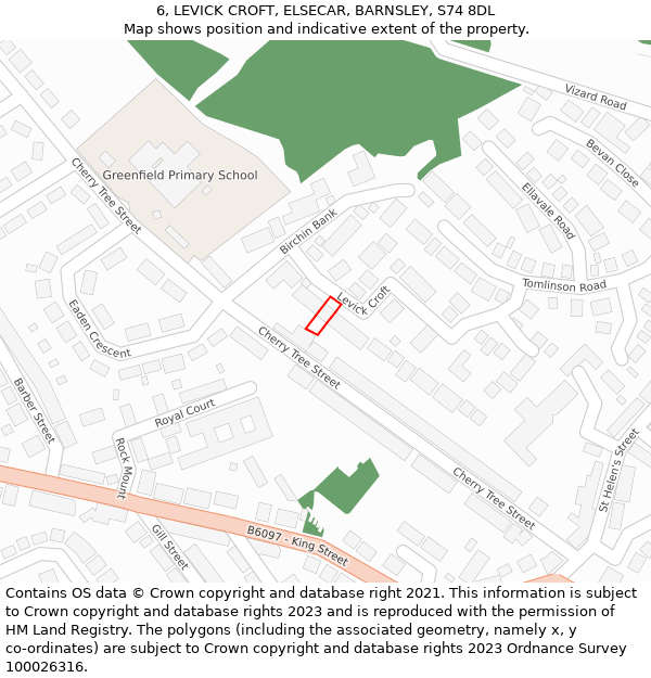 6, LEVICK CROFT, ELSECAR, BARNSLEY, S74 8DL: Location map and indicative extent of plot