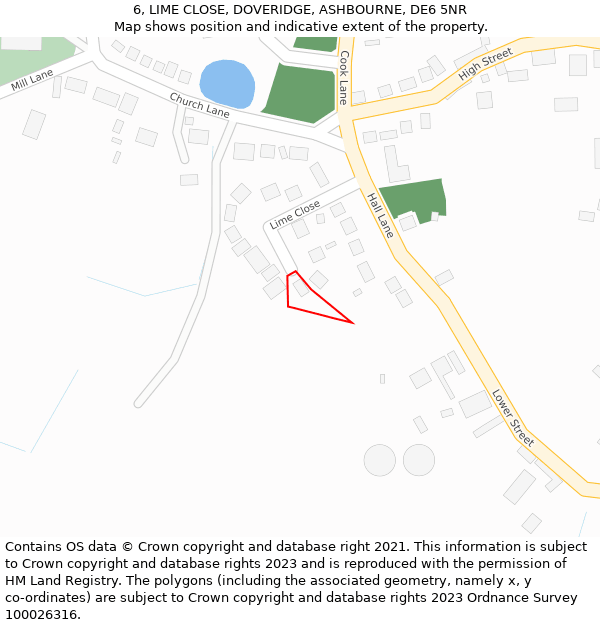 6, LIME CLOSE, DOVERIDGE, ASHBOURNE, DE6 5NR: Location map and indicative extent of plot