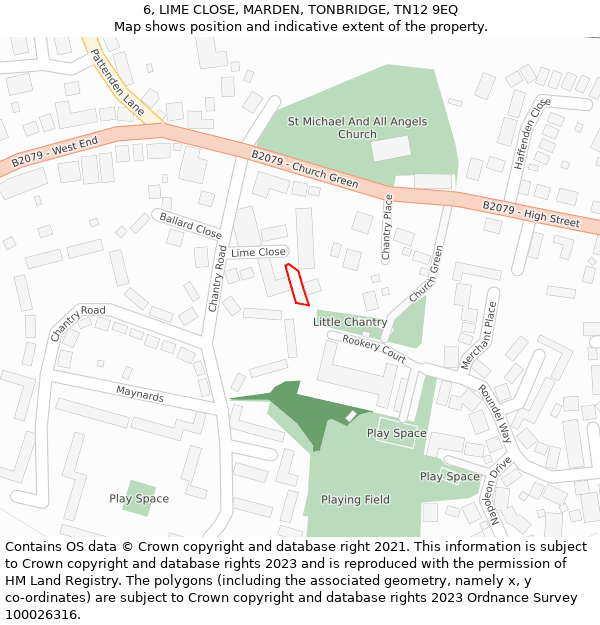 6, LIME CLOSE, MARDEN, TONBRIDGE, TN12 9EQ: Location map and indicative extent of plot