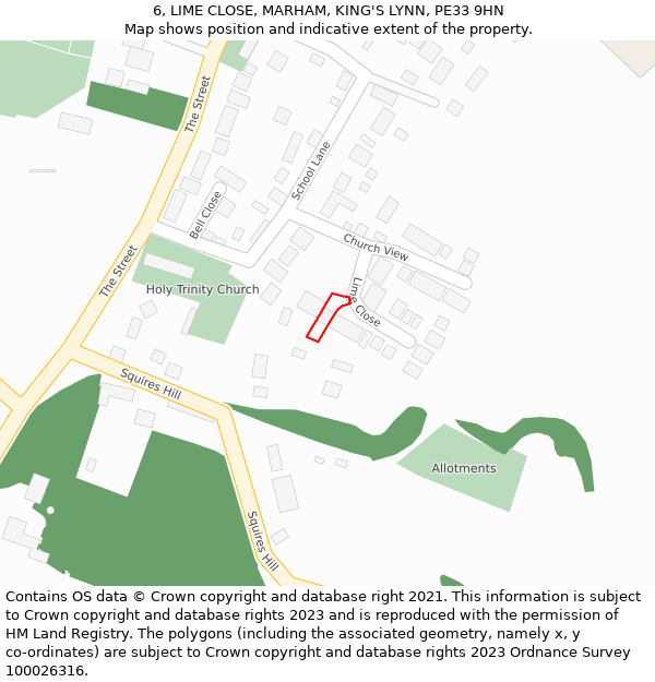 6, LIME CLOSE, MARHAM, KING'S LYNN, PE33 9HN: Location map and indicative extent of plot