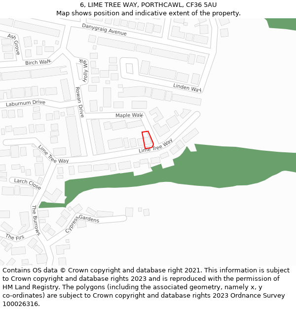 6, LIME TREE WAY, PORTHCAWL, CF36 5AU: Location map and indicative extent of plot