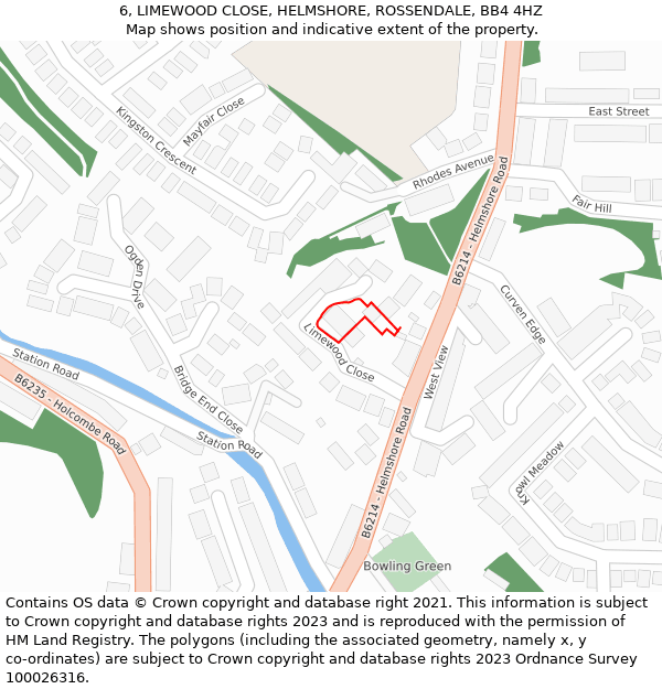 6, LIMEWOOD CLOSE, HELMSHORE, ROSSENDALE, BB4 4HZ: Location map and indicative extent of plot