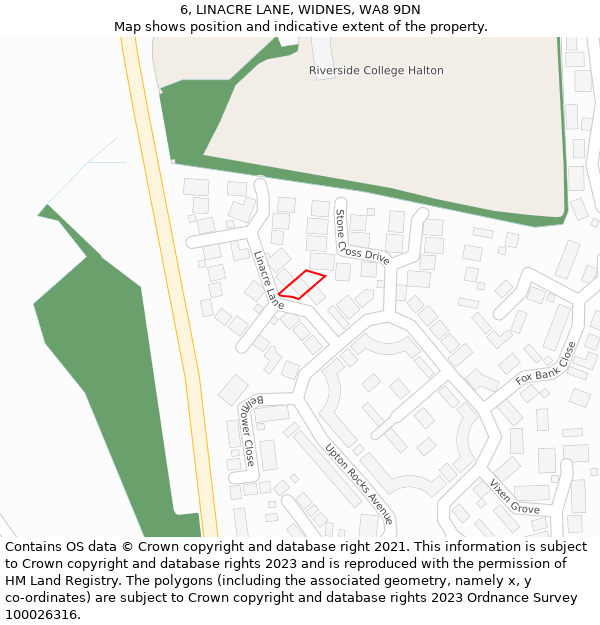 6, LINACRE LANE, WIDNES, WA8 9DN: Location map and indicative extent of plot