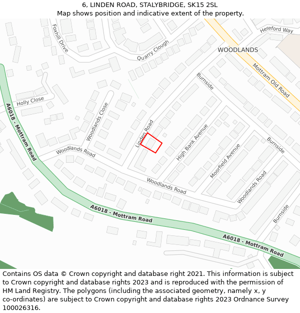 6, LINDEN ROAD, STALYBRIDGE, SK15 2SL: Location map and indicative extent of plot