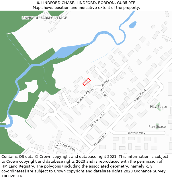 6, LINDFORD CHASE, LINDFORD, BORDON, GU35 0TB: Location map and indicative extent of plot