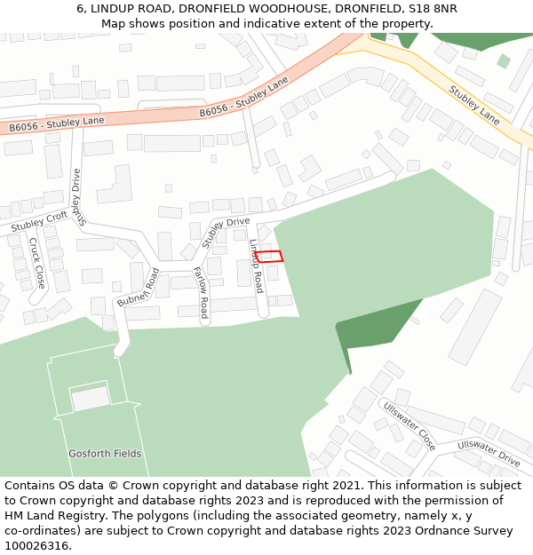 6, LINDUP ROAD, DRONFIELD WOODHOUSE, DRONFIELD, S18 8NR: Location map and indicative extent of plot