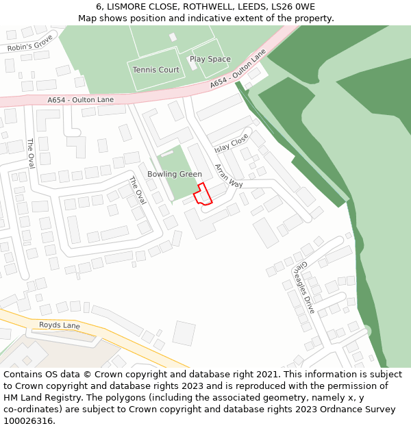 6, LISMORE CLOSE, ROTHWELL, LEEDS, LS26 0WE: Location map and indicative extent of plot