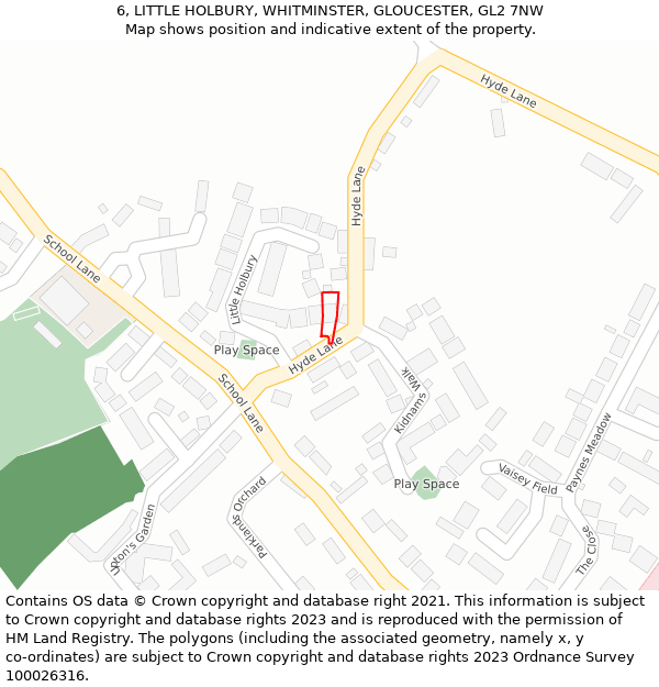 6, LITTLE HOLBURY, WHITMINSTER, GLOUCESTER, GL2 7NW: Location map and indicative extent of plot