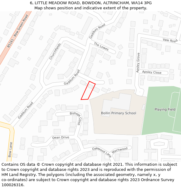 6, LITTLE MEADOW ROAD, BOWDON, ALTRINCHAM, WA14 3PG: Location map and indicative extent of plot