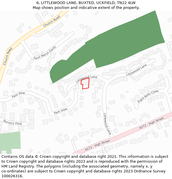 6, LITTLEWOOD LANE, BUXTED, UCKFIELD, TN22 4LW: Location map and indicative extent of plot