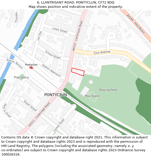 6, LLANTRISANT ROAD, PONTYCLUN, CF72 9DQ: Location map and indicative extent of plot