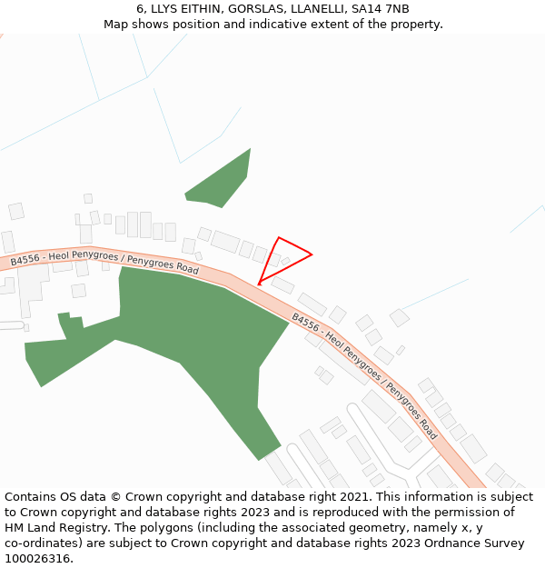 6, LLYS EITHIN, GORSLAS, LLANELLI, SA14 7NB: Location map and indicative extent of plot