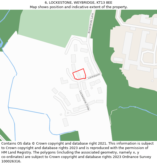 6, LOCKESTONE, WEYBRIDGE, KT13 8EE: Location map and indicative extent of plot