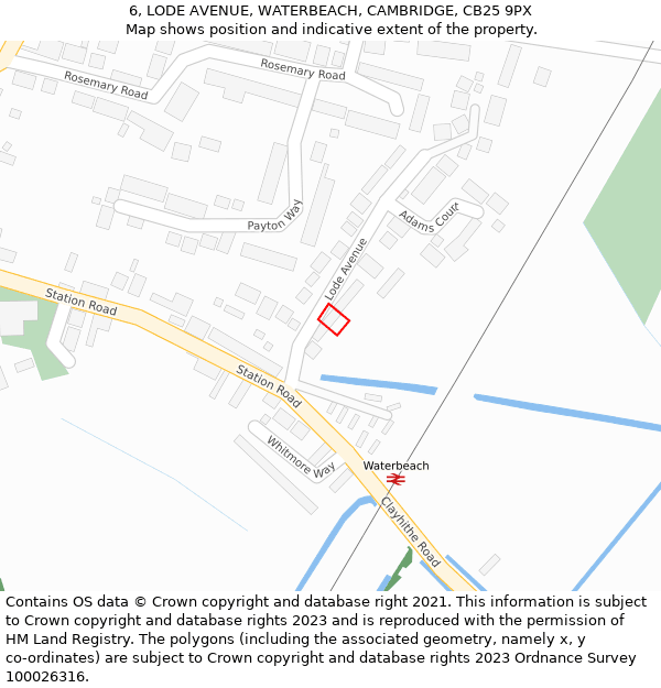 6, LODE AVENUE, WATERBEACH, CAMBRIDGE, CB25 9PX: Location map and indicative extent of plot