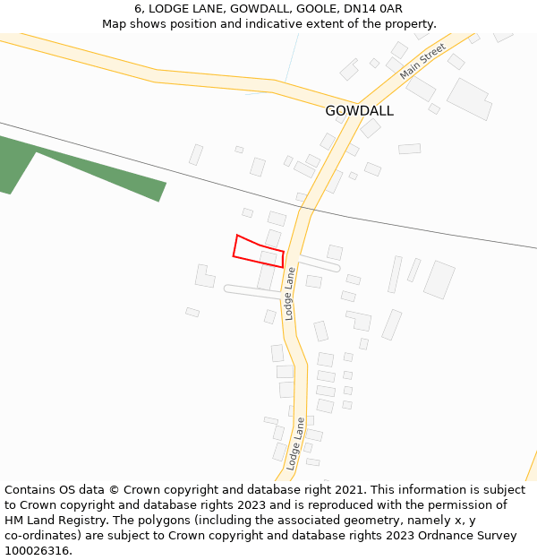 6, LODGE LANE, GOWDALL, GOOLE, DN14 0AR: Location map and indicative extent of plot