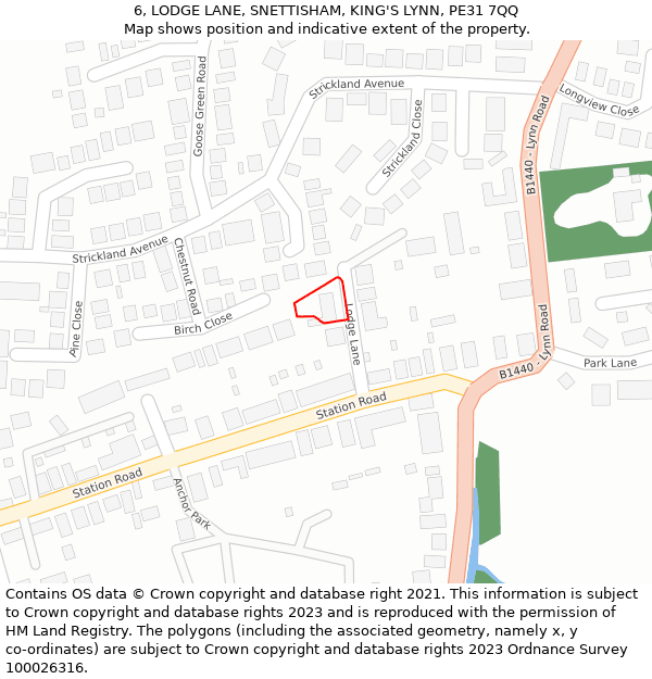 6, LODGE LANE, SNETTISHAM, KING'S LYNN, PE31 7QQ: Location map and indicative extent of plot