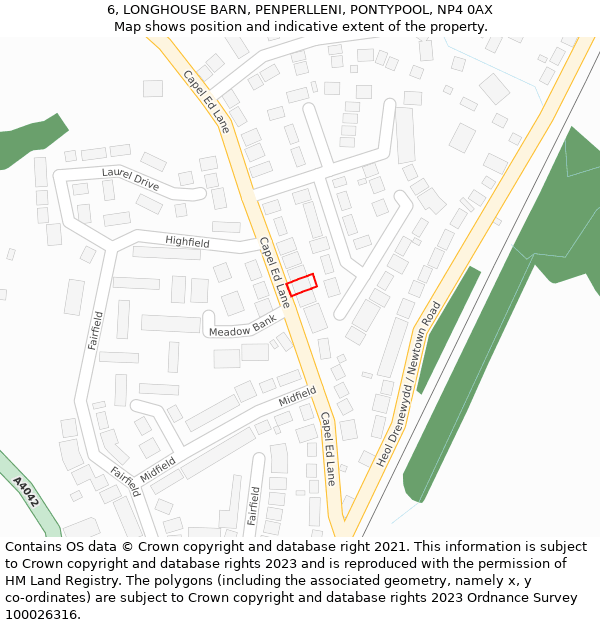 6, LONGHOUSE BARN, PENPERLLENI, PONTYPOOL, NP4 0AX: Location map and indicative extent of plot