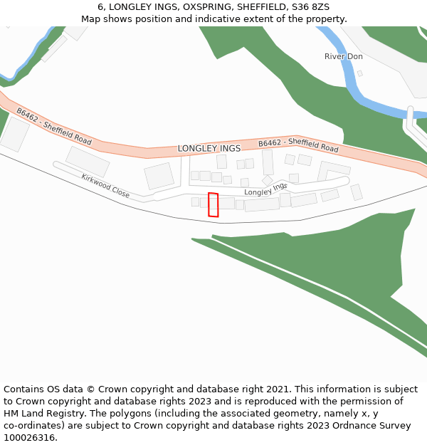 6, LONGLEY INGS, OXSPRING, SHEFFIELD, S36 8ZS: Location map and indicative extent of plot