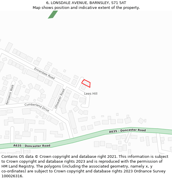 6, LONSDALE AVENUE, BARNSLEY, S71 5AT: Location map and indicative extent of plot